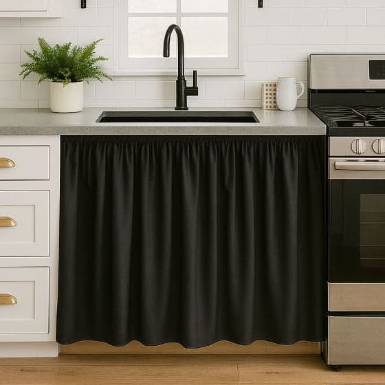 Cortina de Pia Cozinha Tecido Oxford Liso Uma Parte Só 1,40m x 0,80cm Lindas Cores