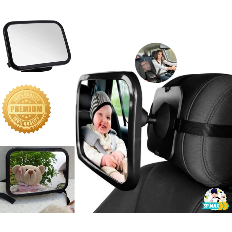 Espelho Retrovisor  360° p/Carro Banco Traseiro Bebe Conforto Segurança Alta Nitidez Fácil Instalar