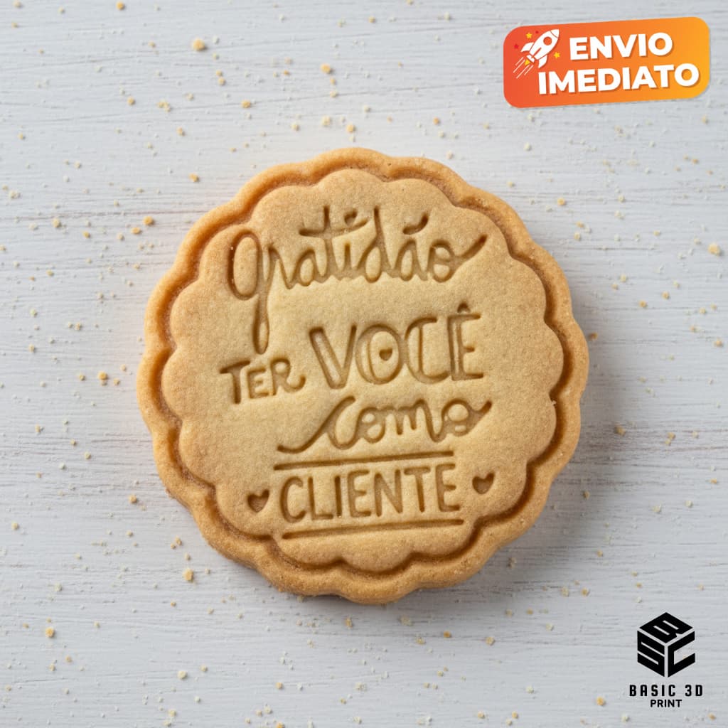 Cortador e Marcador Gratidão Cliente 6cm Molde de Biscoito Decorado para Confeitaria Artesanal