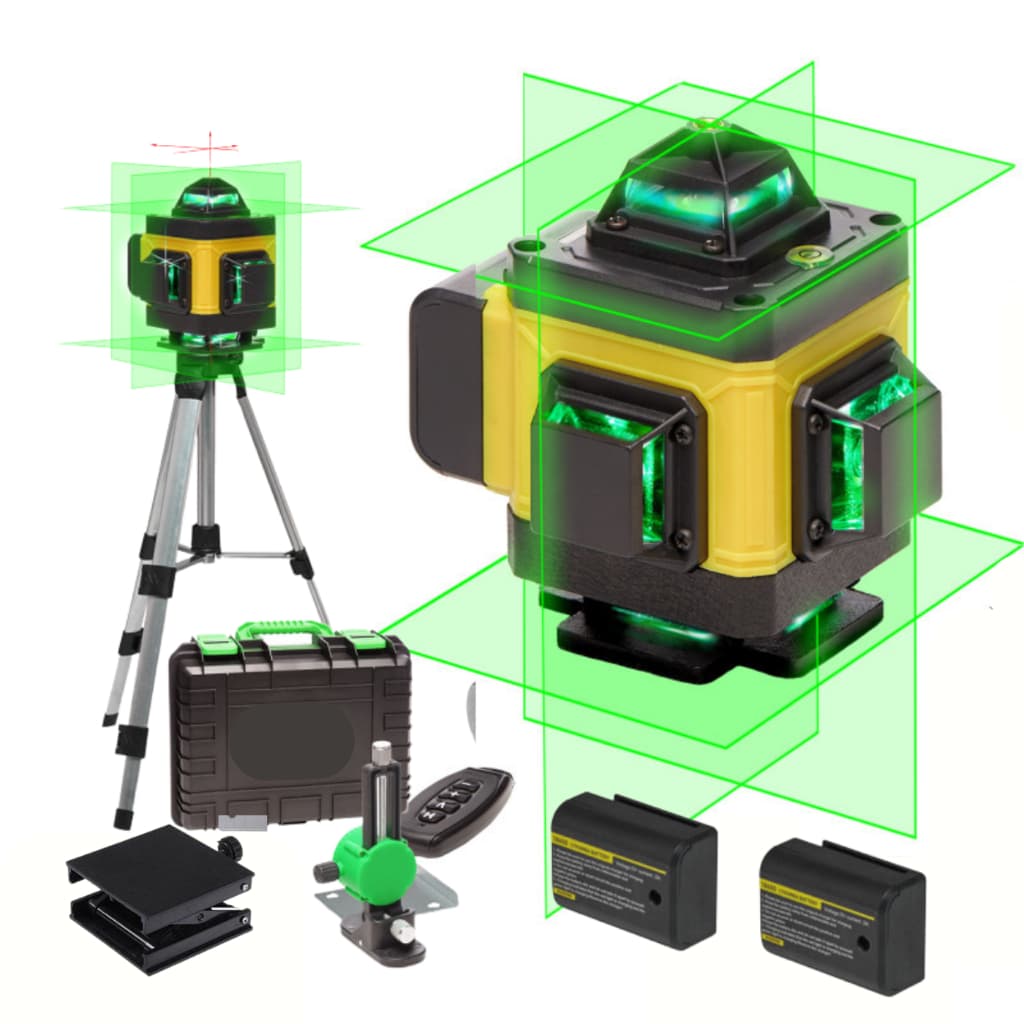 Nível Laser Recarregável 16 Linhas Verde Profissional 3d Autonivelante Com Controle 360 4d