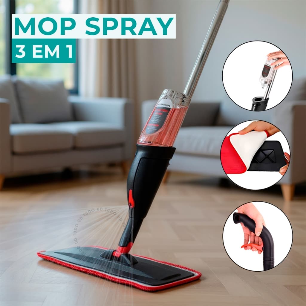 Mop Spray Rodo Esfregão Mágico Reservatório Inteligente Microfibra Premium Limpeza Flash Flat