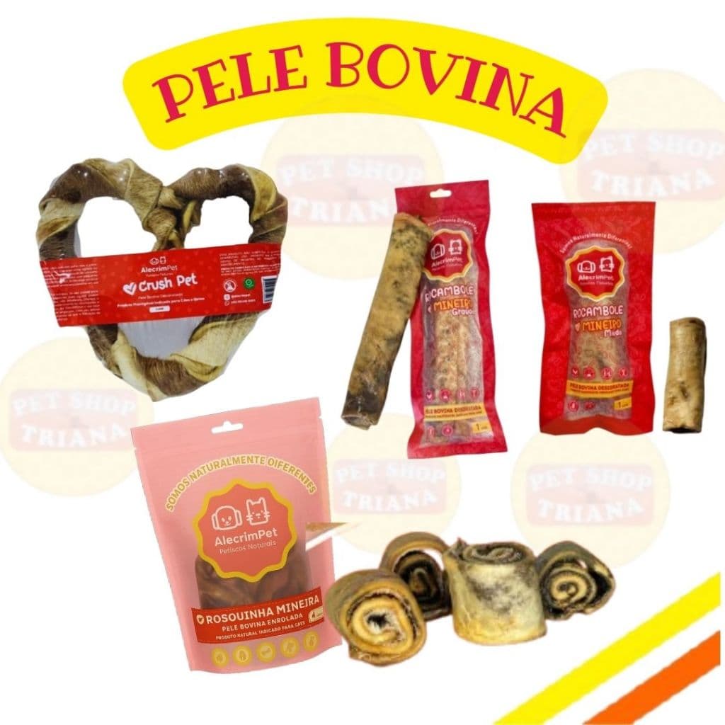 Pele Bovina Desidratada Crush Pet Rocambole Mineiro Rosquinha Mineira Alecrim Pet Mordedor Natural para Cachorro