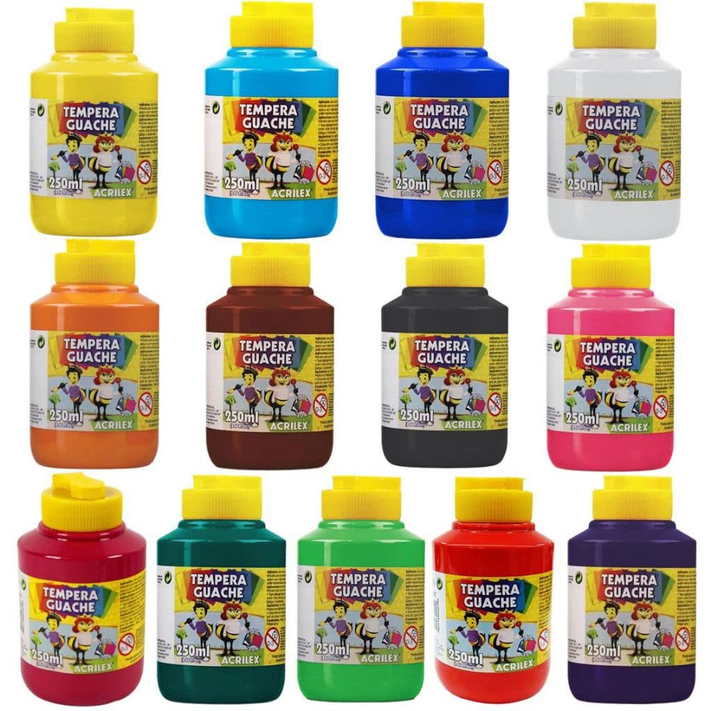Tinta Colorida Tempera Guache 250 ml - Acrilex | Lavável