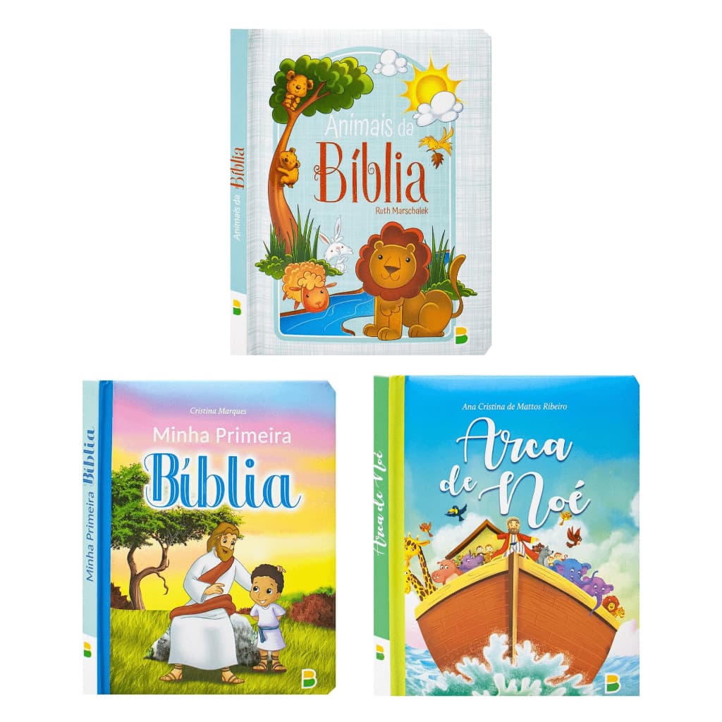 Kit 3 Livros - Meu Livro Fofinho| Minha Primeira Bíblia + Arca De Noé + Animais da Bíblia