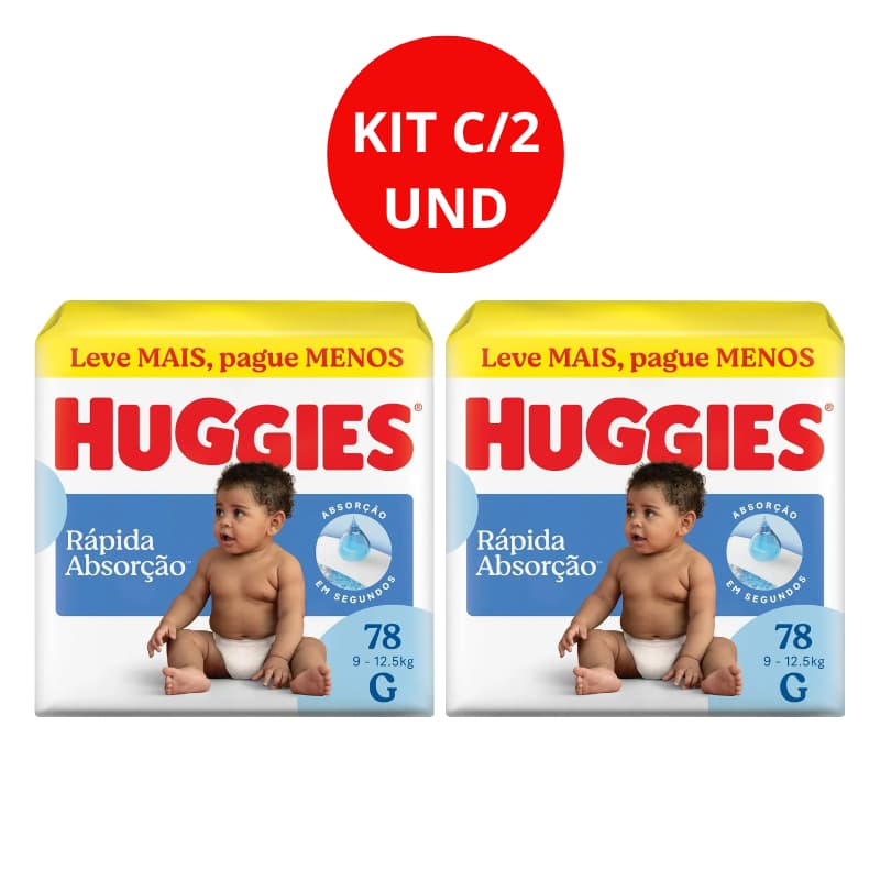 Kit C/2 Fralda Huggies Azul G Tripla Proteção 9-12,5KG 78und