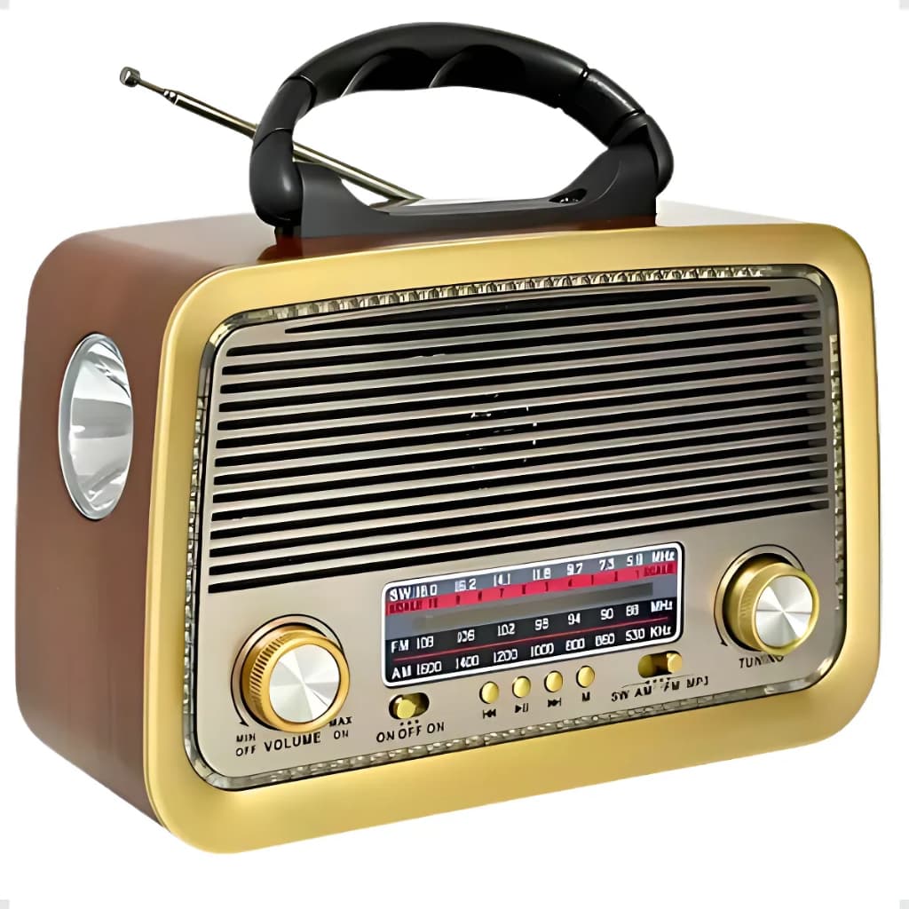 Rádio Retrô AM FM Vintage Portátil Bluetooth Bateria Recarregável Bivolt Reviva a Nostalgia