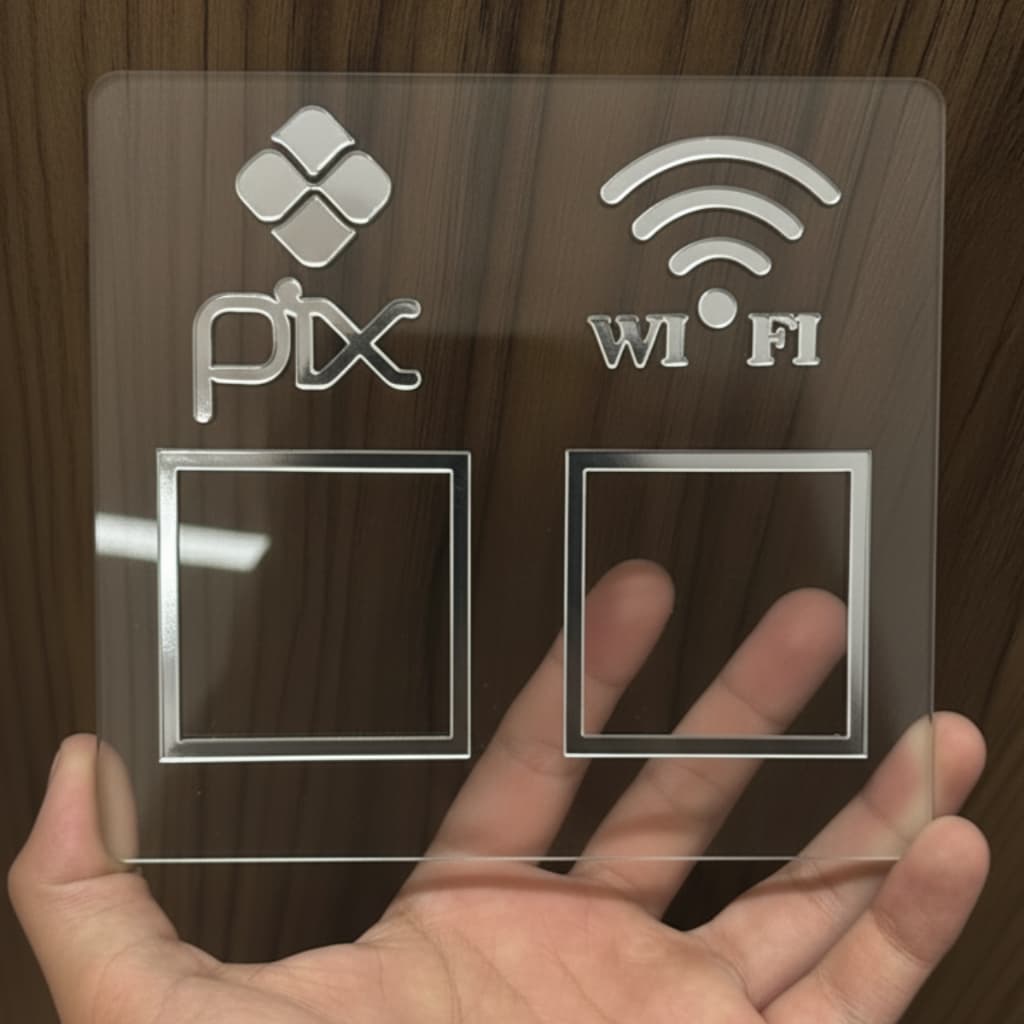 Placa Display Pix Mesa Balcão Wi-Fi QR Code