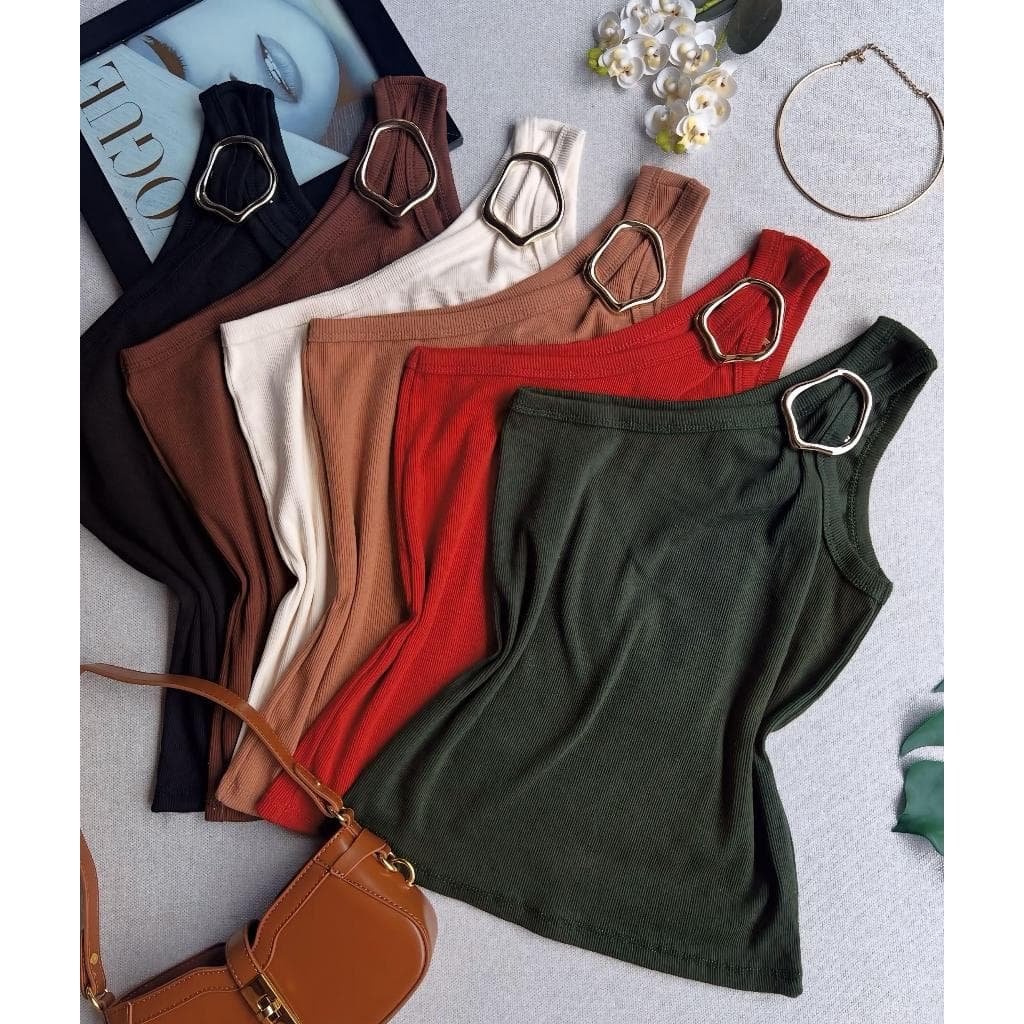 Blusa Regata Feminina Ribana Canelada Premium Manga nula ombro Só com Fivela Orgânica Tendência