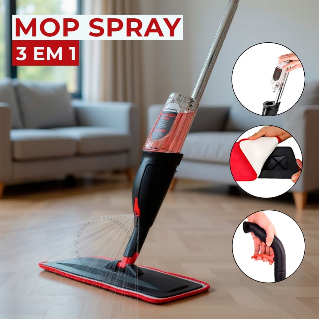 Mop Spray Esfregão Rodo Mágico Reservatório Inteligente Limpeza Flat Flash Microfibra Premium