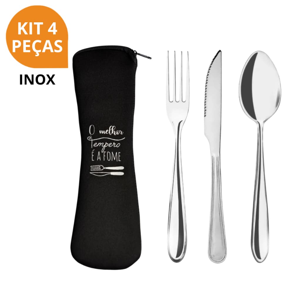 Kit Premium Talheres Portáteis em Aço Inox com Estojo, Prático para Marmita, Trabalho, Escola