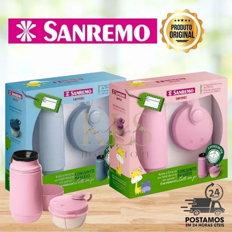 Garrafa térmica 250ml pequena Pote Dosador de leite garrafa térmica conjunto bebê sanremo kit alimentação para bebê