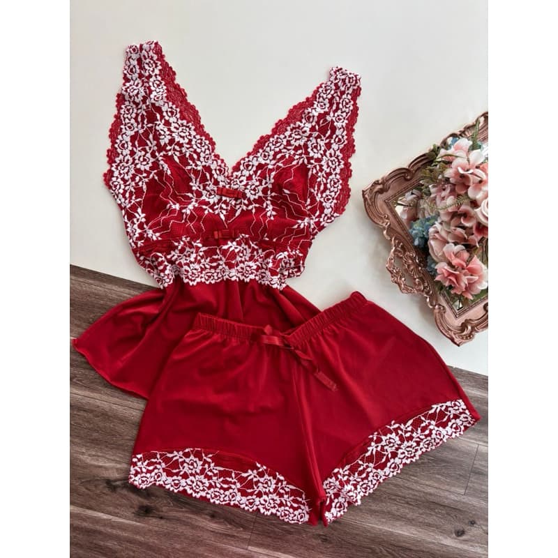 pijama feminino regata baby doll feminino regata pijama feminino de dormir short doll linha noite(regata)