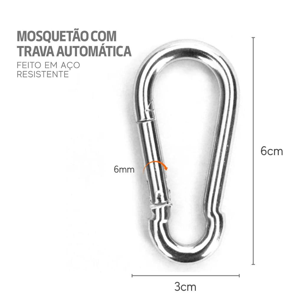 Mosquetão para pendurar Gancho para academia convencional 60mm Peça Reposição Acessório Academia