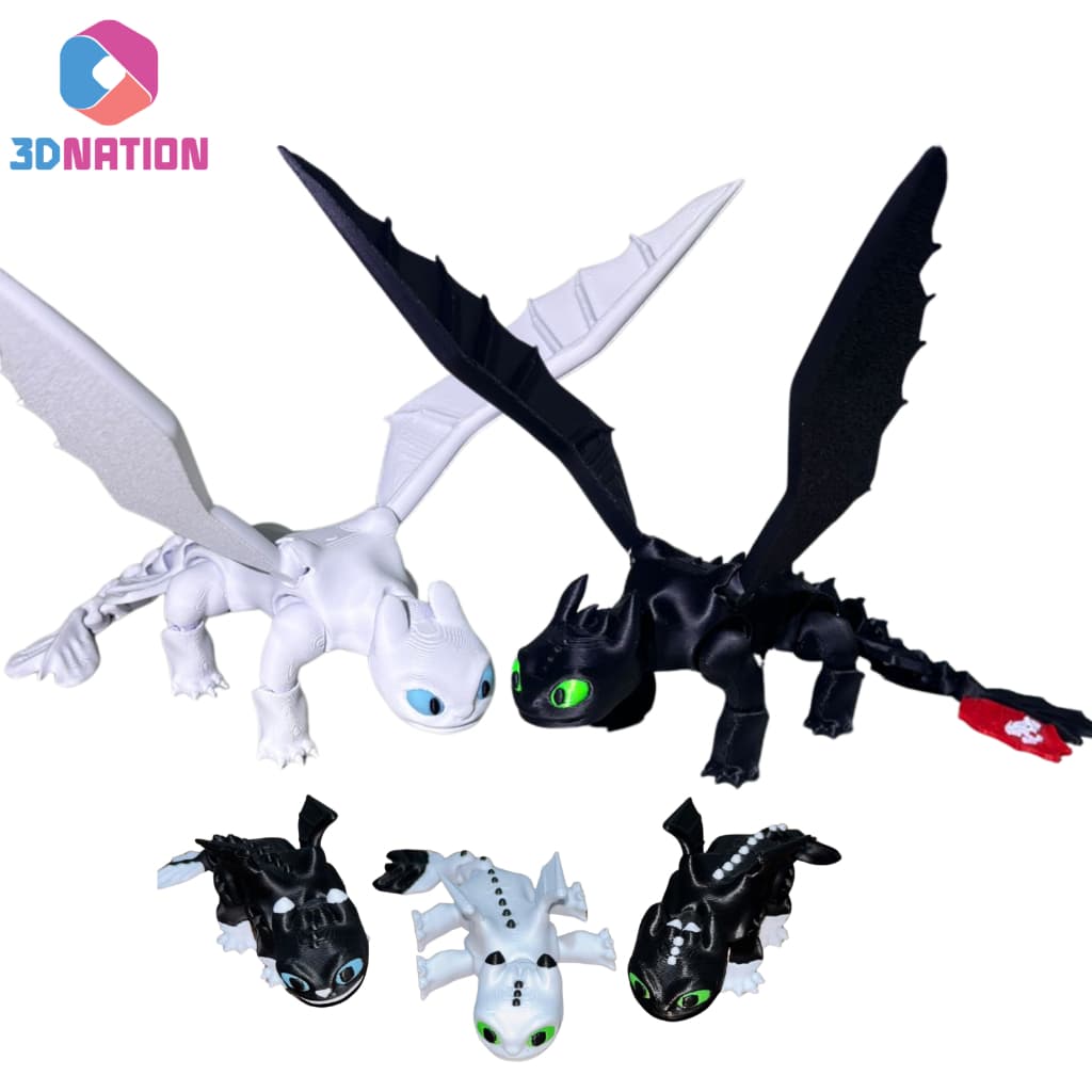 Boneco Como Treinar Seu Dragão Banguela, Fúria da Luz e filhotes Articulados  - 01 und