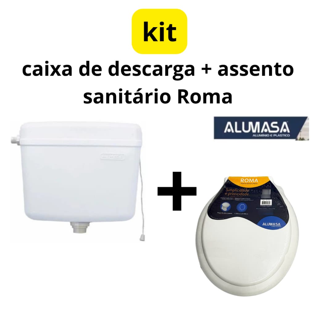 kit assento sanitário Roma e caixa de descarga Alumasa