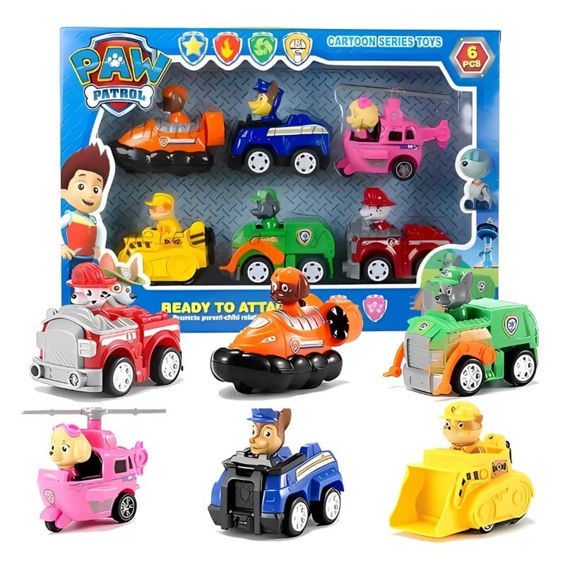 Kit 6 Carros Personagens Patrulha Canina Fricção Colecionável