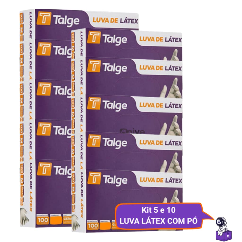 Kit Até 10 Luvas Látex Descartável com Pó Resistente 500 a 1.000 Unidades