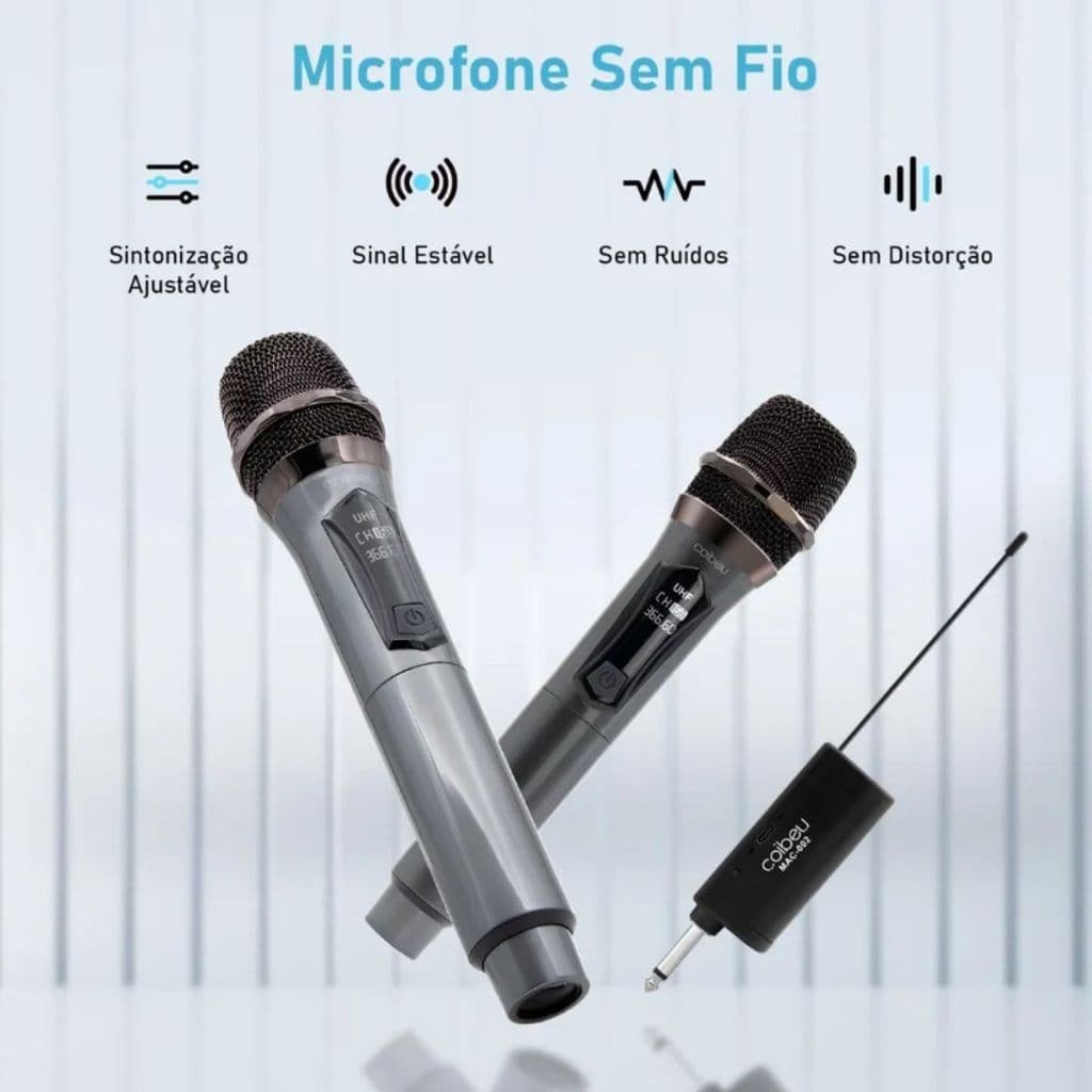 Kit 2 Microfones Sem Fio Profissional UHF com LED e Receptor de Alta Qualidade.XHL_HOME