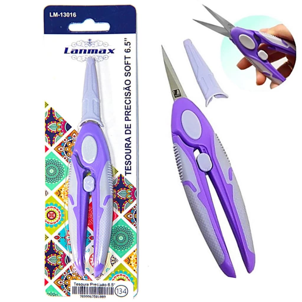 Tesoura de Precisão Soft 6,5 Polegadas Corte Costura Artesanato - Lanmax