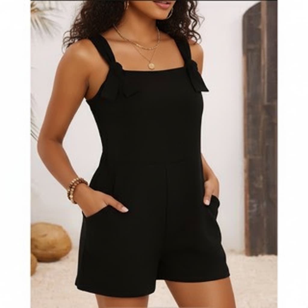 Jardineira Feminina curta Macacão soltinho regulavel com bolsos frontais