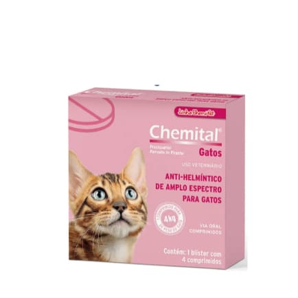 Vermífugo Anti-helmíntico Chemitec Gatos - 4 comp.