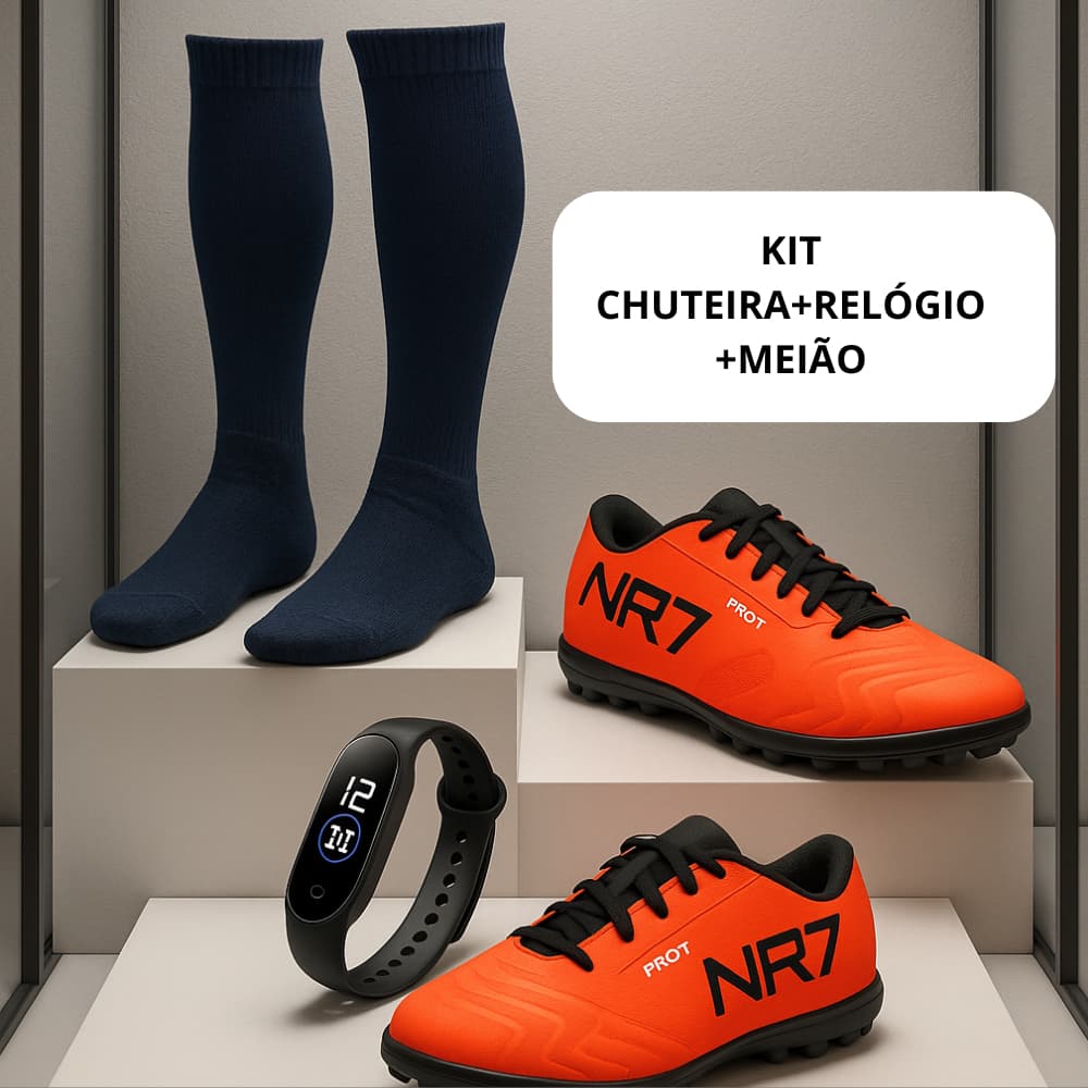 Kit Relógio Digital+Chuteira+Meião Jogador