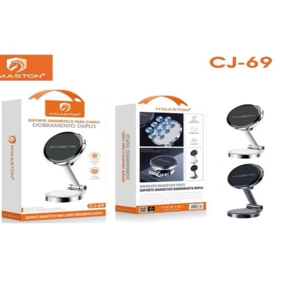 Suporte Veicular Magnético Para Celular Carro Dobramento Duplo HMaston CJ-69
