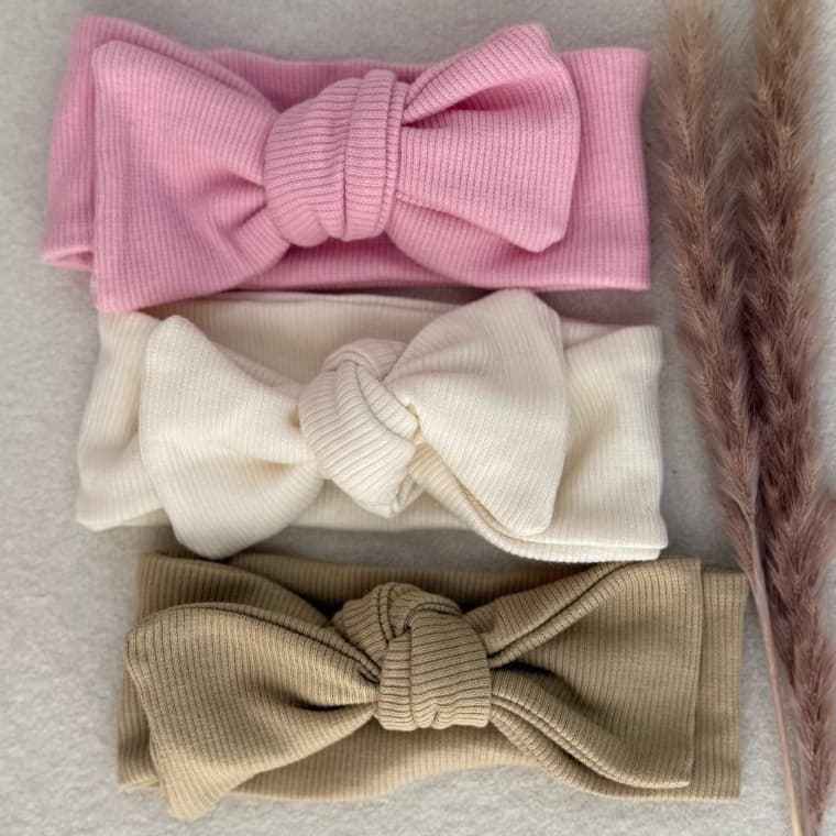 Kit 3 Faixa Turbante Bebê Ajustável Algodão Laço Maternidade Baby Tiara Infantil Recém-Nascido