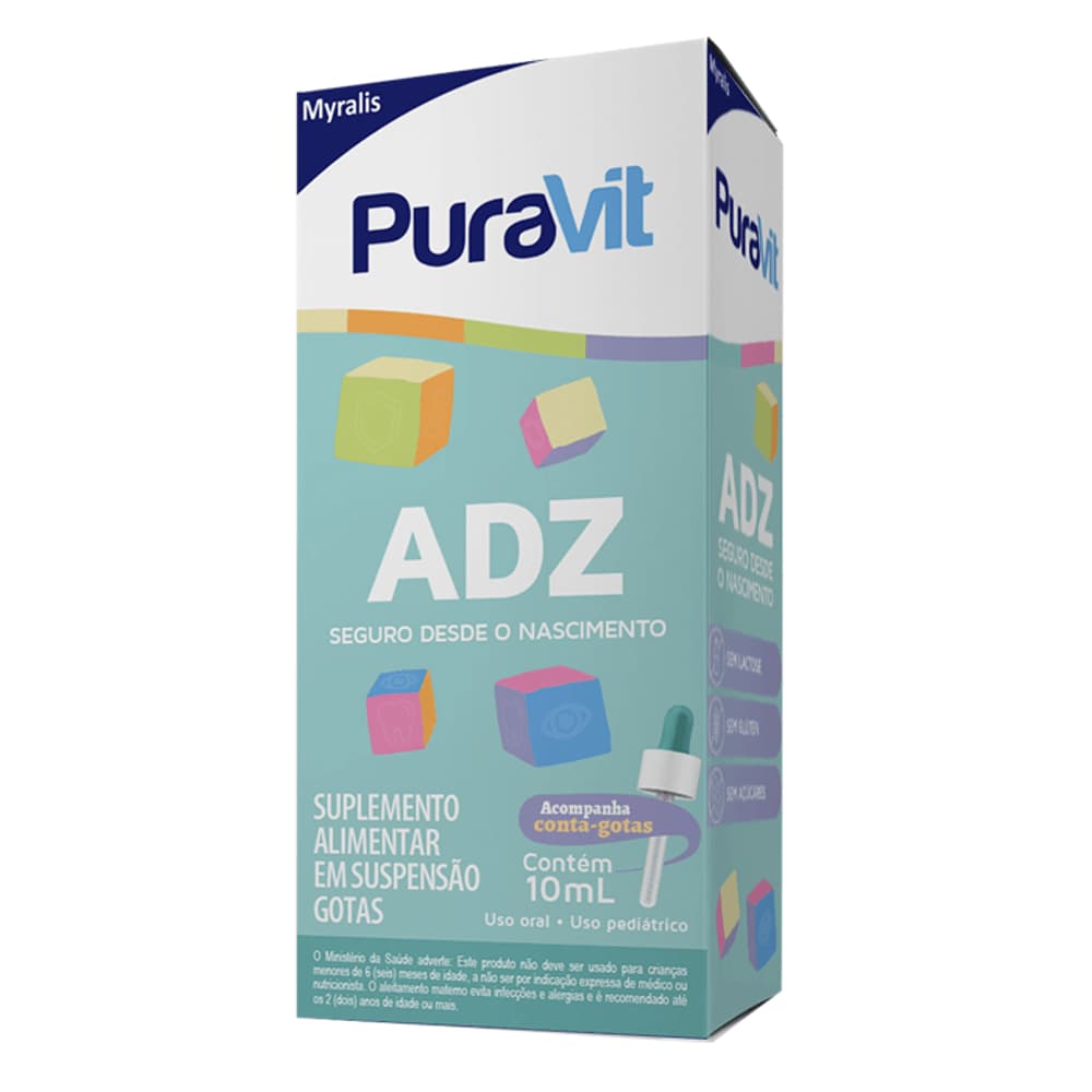 Puravit ADZ Gotas 10ml - Vitamina A+D+Zinco para Bebês