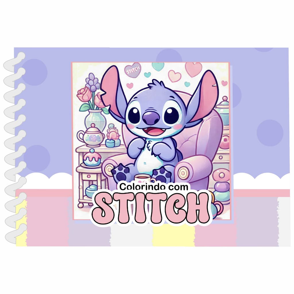 Livro de Colorir Infantil Personagem Stitchh Envio Rápido Capa Flexível