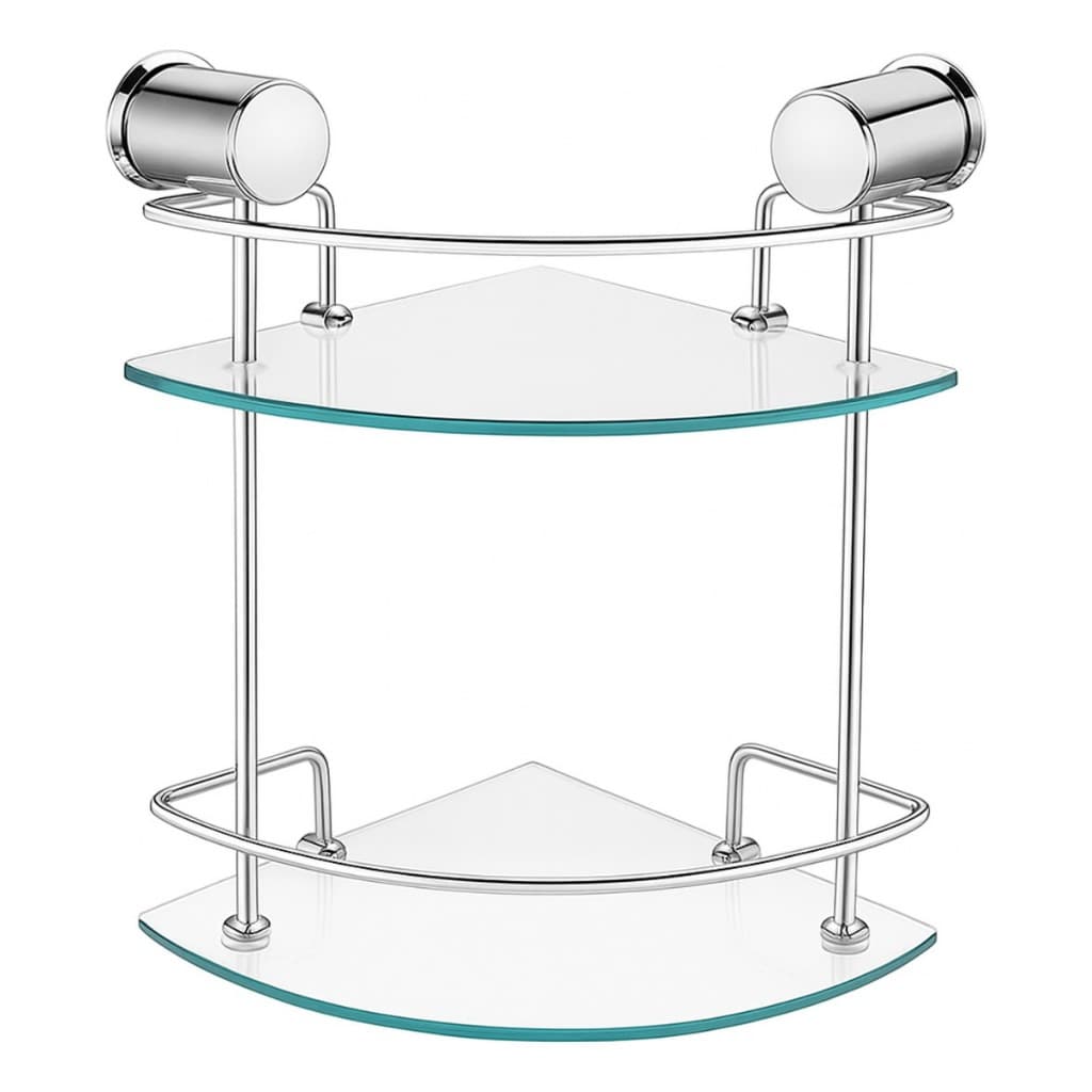 Porta Shampoo Para Banheiro Prateleira Canto ou Vidro Reto Incolor Duplo 6mm Organização Casa