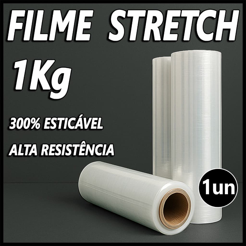 Filme Stretch 1 Kilo 300% de Elasticidade 1 Unidade 100m - Alta Resistência, Durabilidade | Atacado.