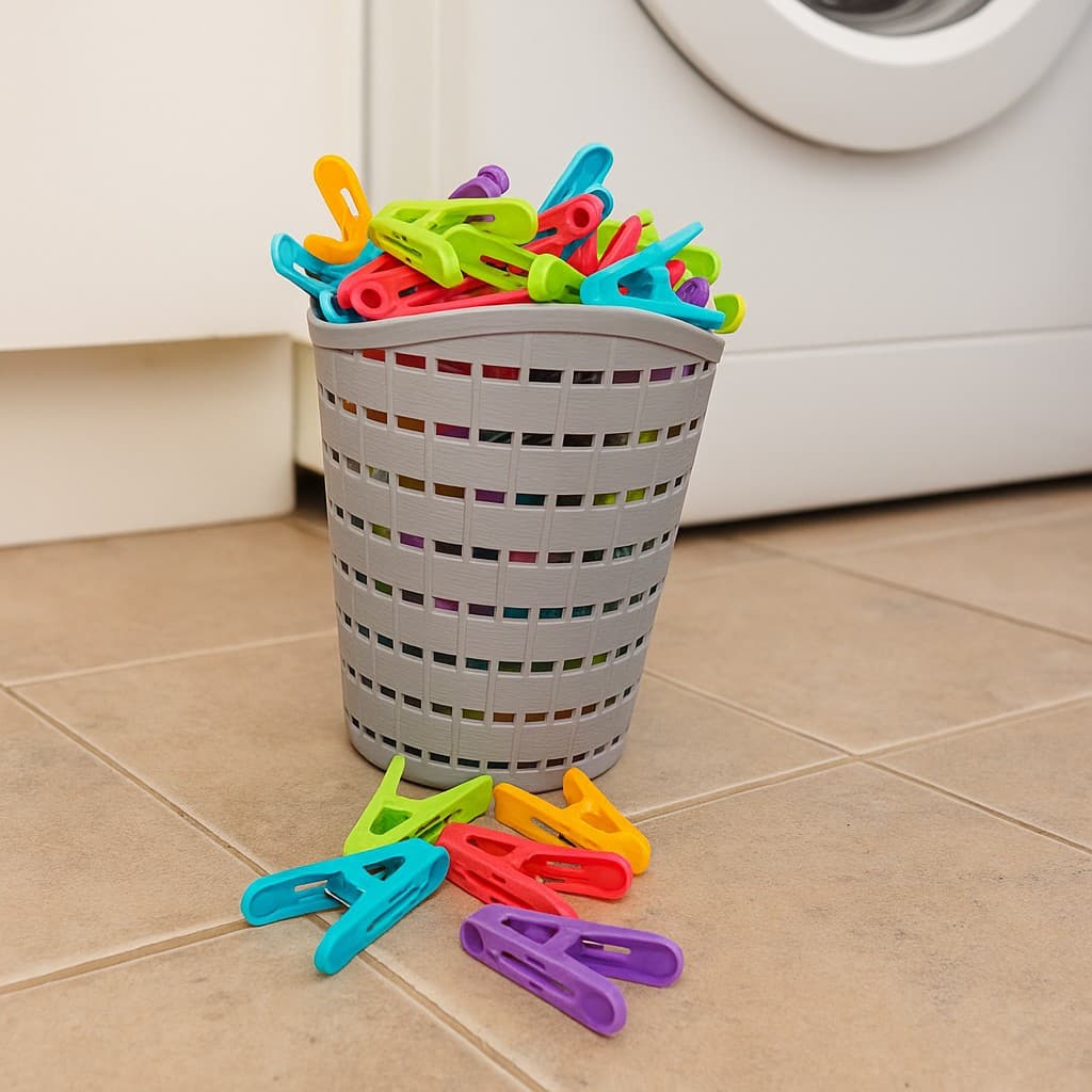 Kit 1 - 1 Cesto + 50 Prendedores - Kit 2 - 2 Cestos + 100 Pregadores Lavanderia plástico resistente Cesto Retangular