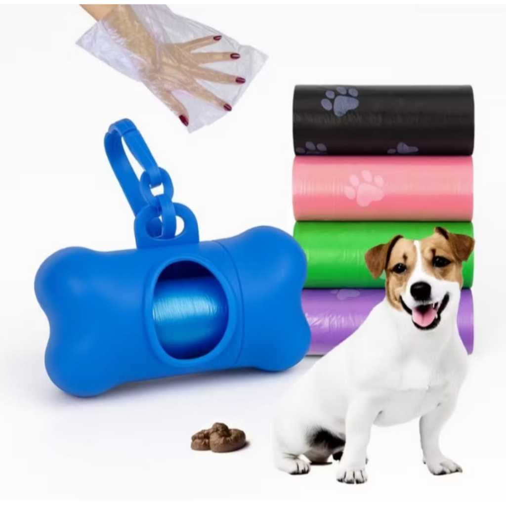 Kit  Suporte e Saquinhos Higiênicos Para Cão e Gato