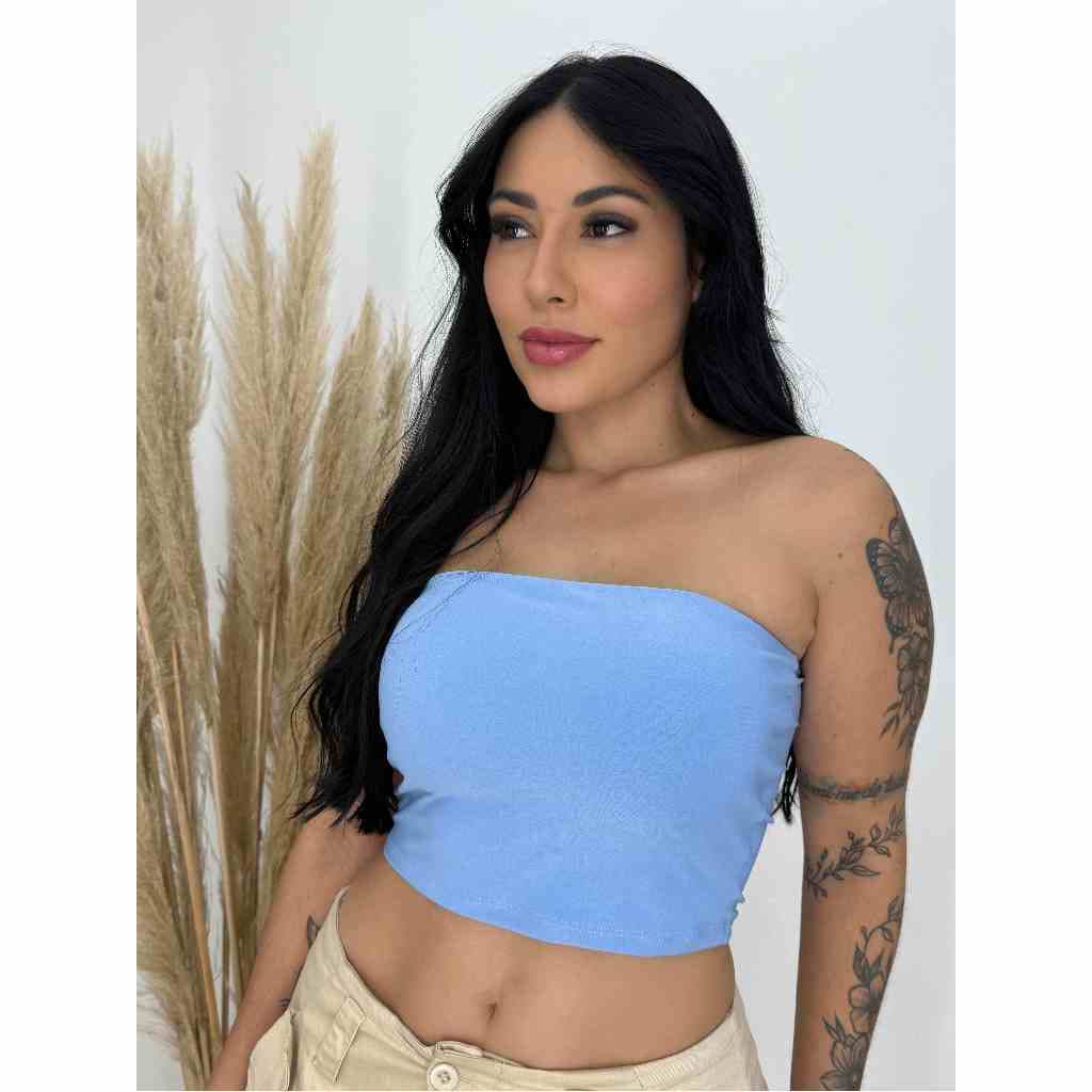 Cropped Feminino Top Faixa Casual Tomara Que Caia Suplex Forro Duplo