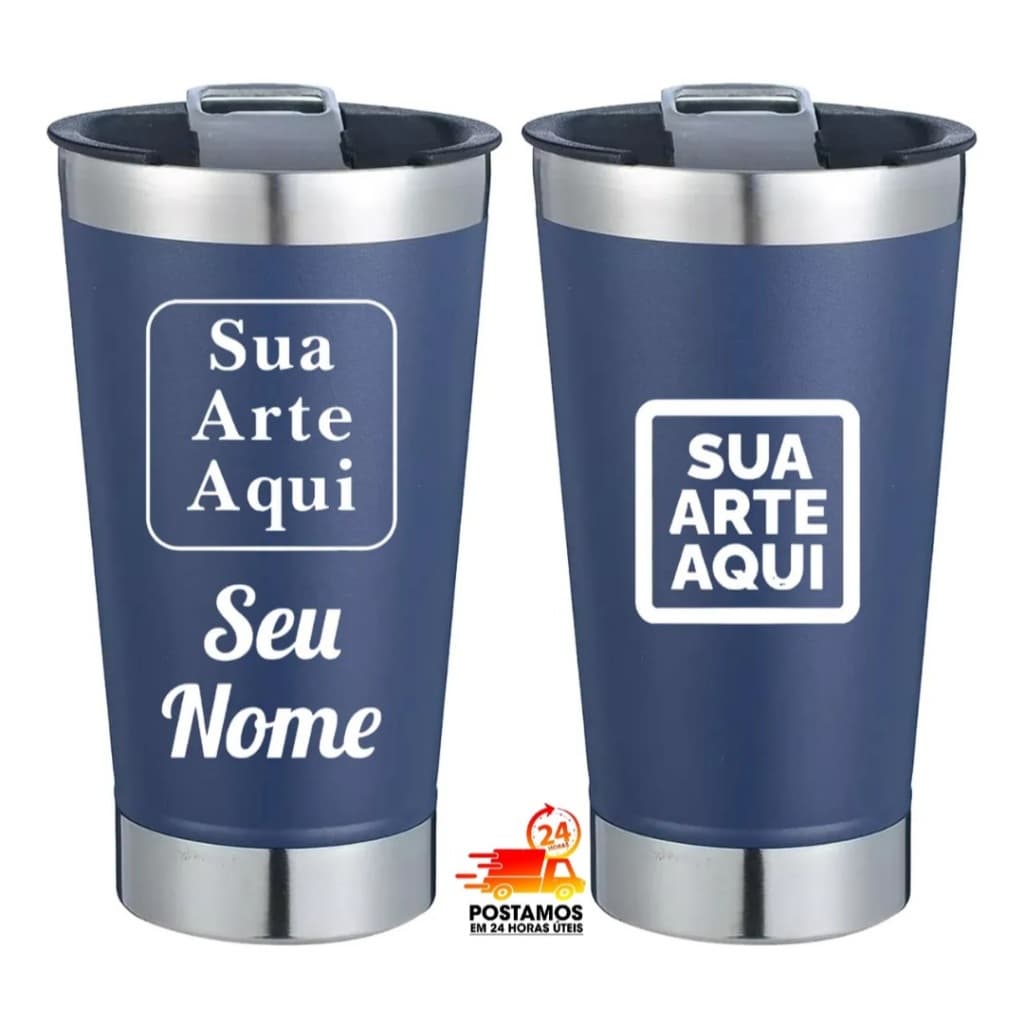Copo Térmico Inox 473ml C/Tampa Personalizado ENVIO EM 24 HORAS