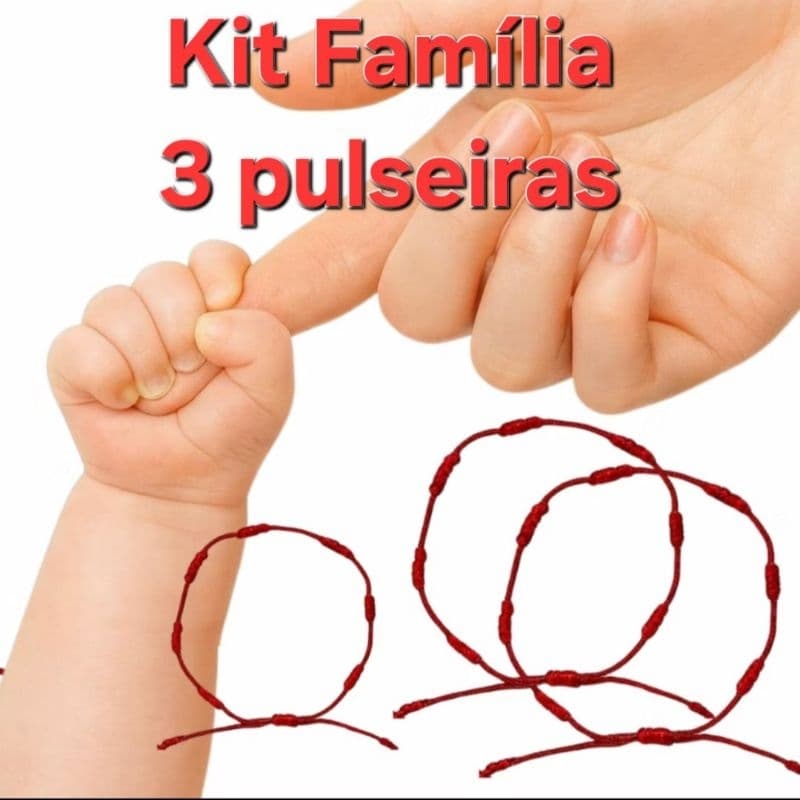 Kit Família pulseira kabbalah 7 nós. 2 adultos 1 criança.