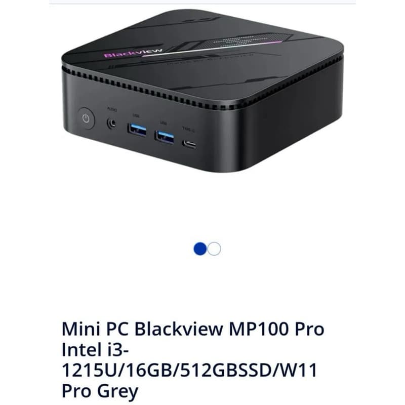 Blackview Mini PC MP100 Pro- 16GB+512GB - Grey- Novo Lacrado
