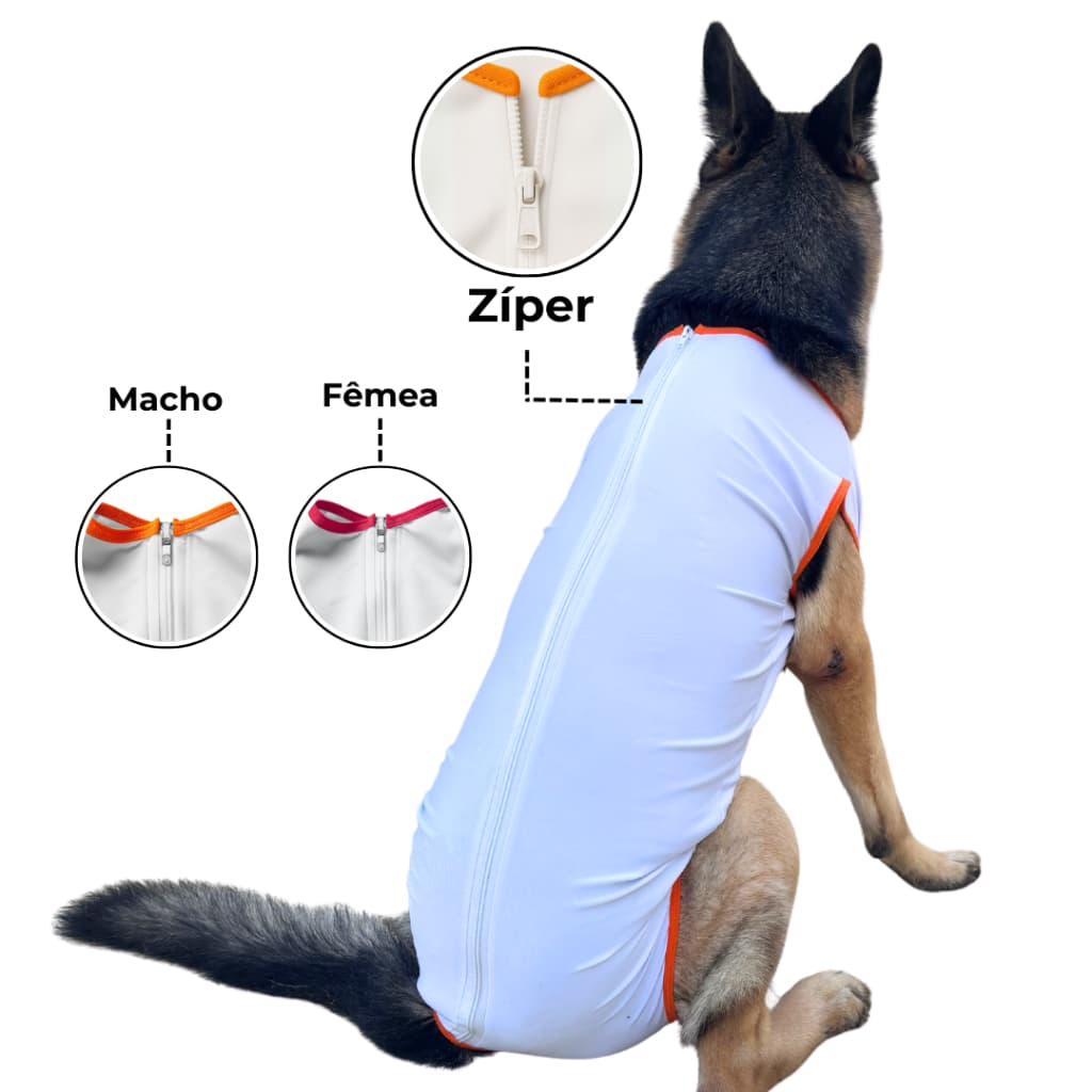 Roupa Pós Cirúrgica Pet Grande Porte - Macacão Protetor para Cachorro e Gato Castração Cirurgia Macho e Fêmea