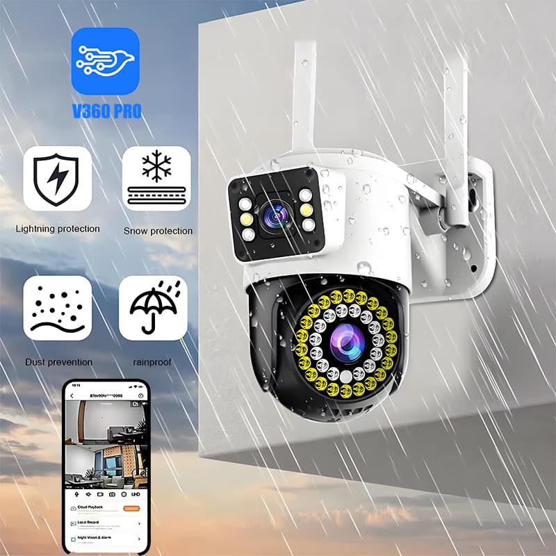 Camera Externa Ip a Prova D'água Wifi Dupla 2 Em 1 com Visao Noturna C/ Infravermelho monitor-G1