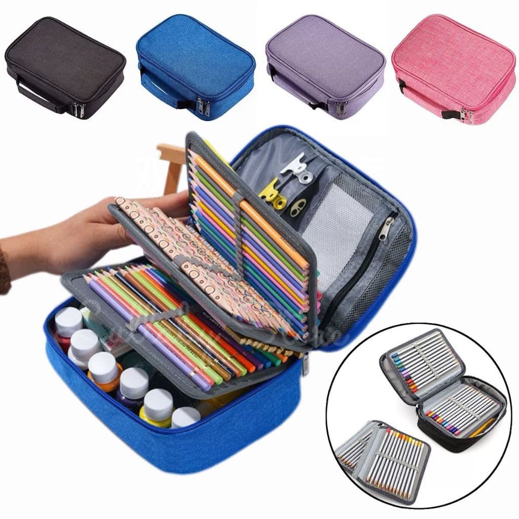 Estojo 72 Pens Escolar Box Nylon Com Alça Feminino/Masculino Organizador Com Divisórias Zíper Infantil/adulto