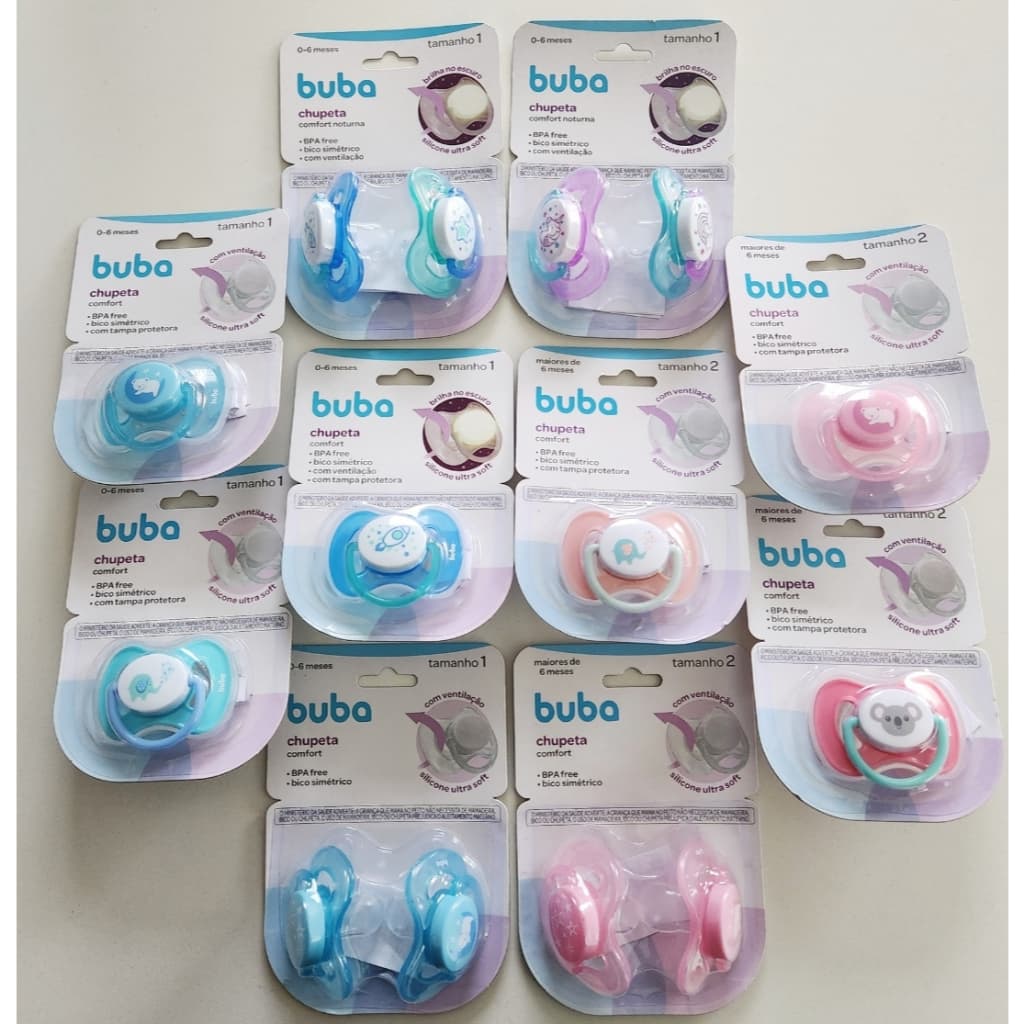 Bico Chupeta Buba Kit 02 chupetas e unitário tamanho 1 e 2 Recém Nascido Menino Menina