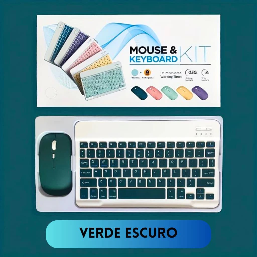 KIT Teclado + Mouse Via Bluetooth Compacto e Design Moderno - Compatível Com Smartphones/Notebook/Tablet