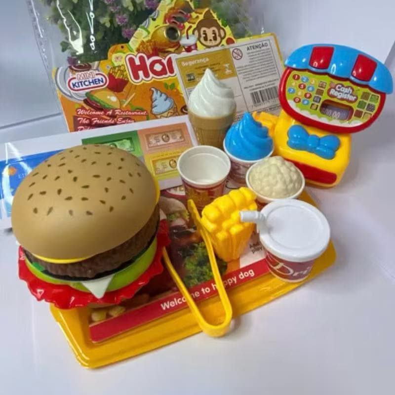 Mini Kit de Cozinha Infantil Fast Food: Brinque de Hambúrguer e Hora do Lanche com Diversão Total