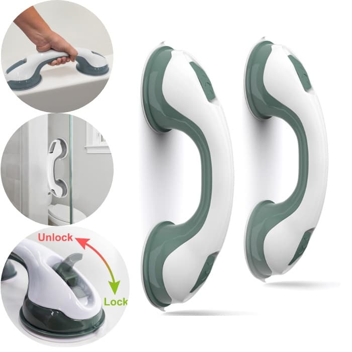 Kit 2 Barra de Apoio Multiuso Com Ventosa Portátil Reforçadas Fixação Para Idosos Crianças Deficientes Banheiro