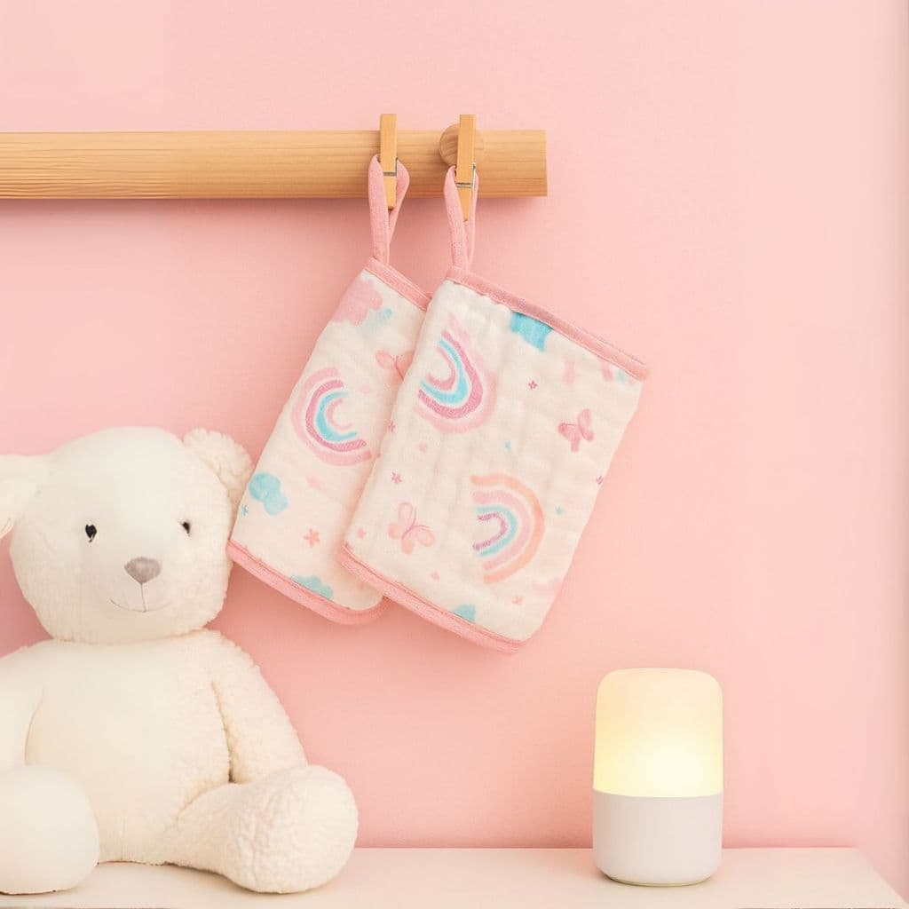 kit sortido Paninho de Boca Bebê 100% Algodão Duplo com Prendedor de Chupeta 4, 6, 8, 10 un