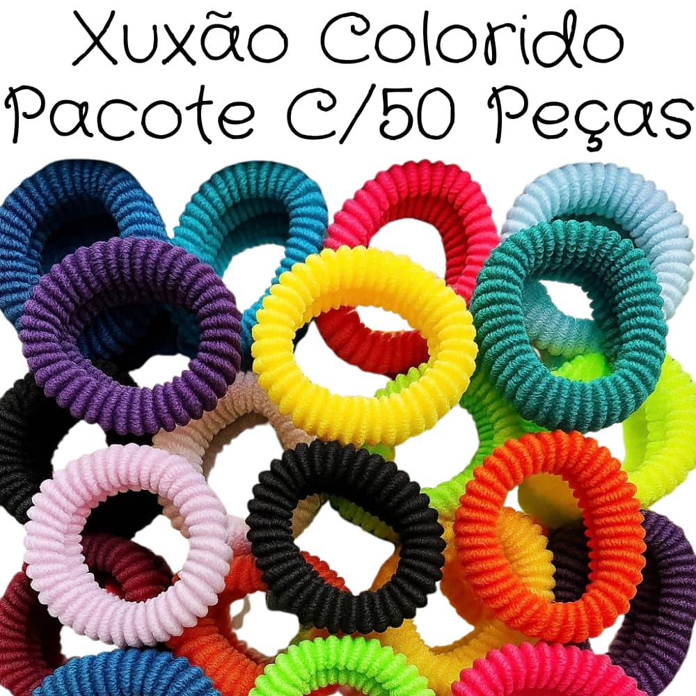 50 Xuxão Grande Colorido / Xuxinha de cabelo / Elastico / Rabico Delta / Pacotão