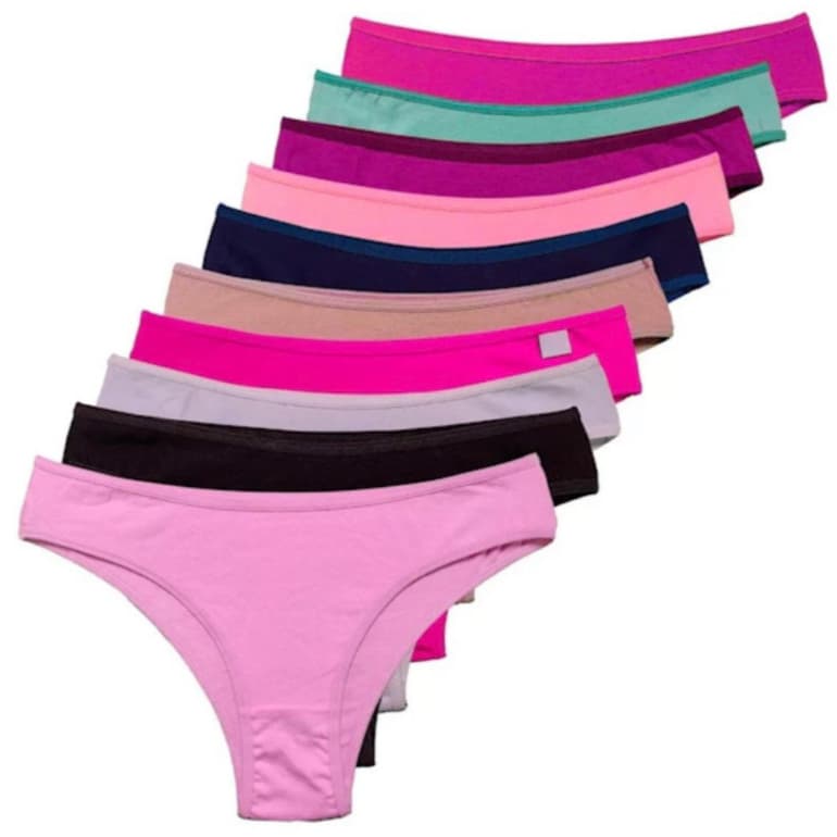 Kit Calcinhas Em Algodão Lisa Feminina Adulto