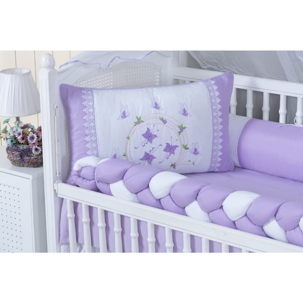 kit de berço americano 413 borboleta com 9 peças modelo trança