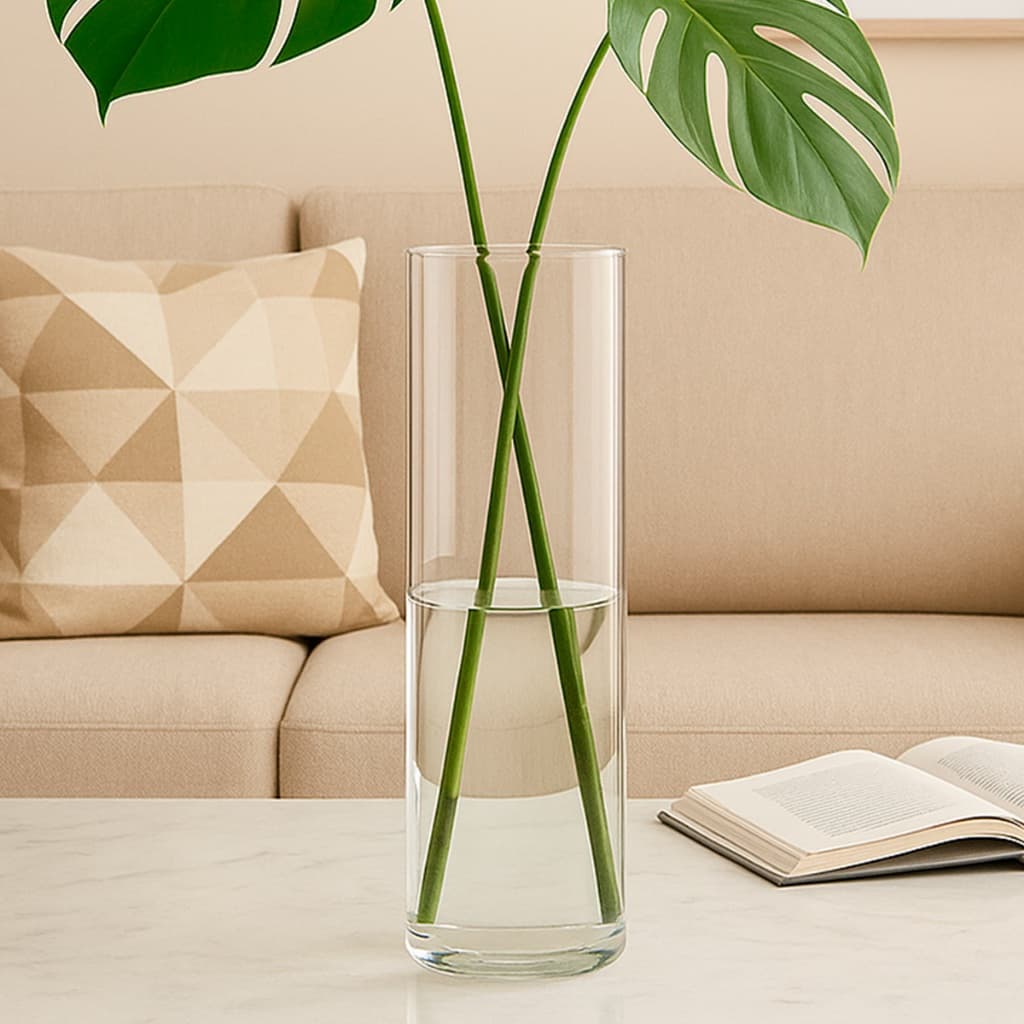 Vaso Cilindro 50x10 Tubo Vidro Resistente Casamento  Chão Decorativo Flor Plantas Transparente Rolha